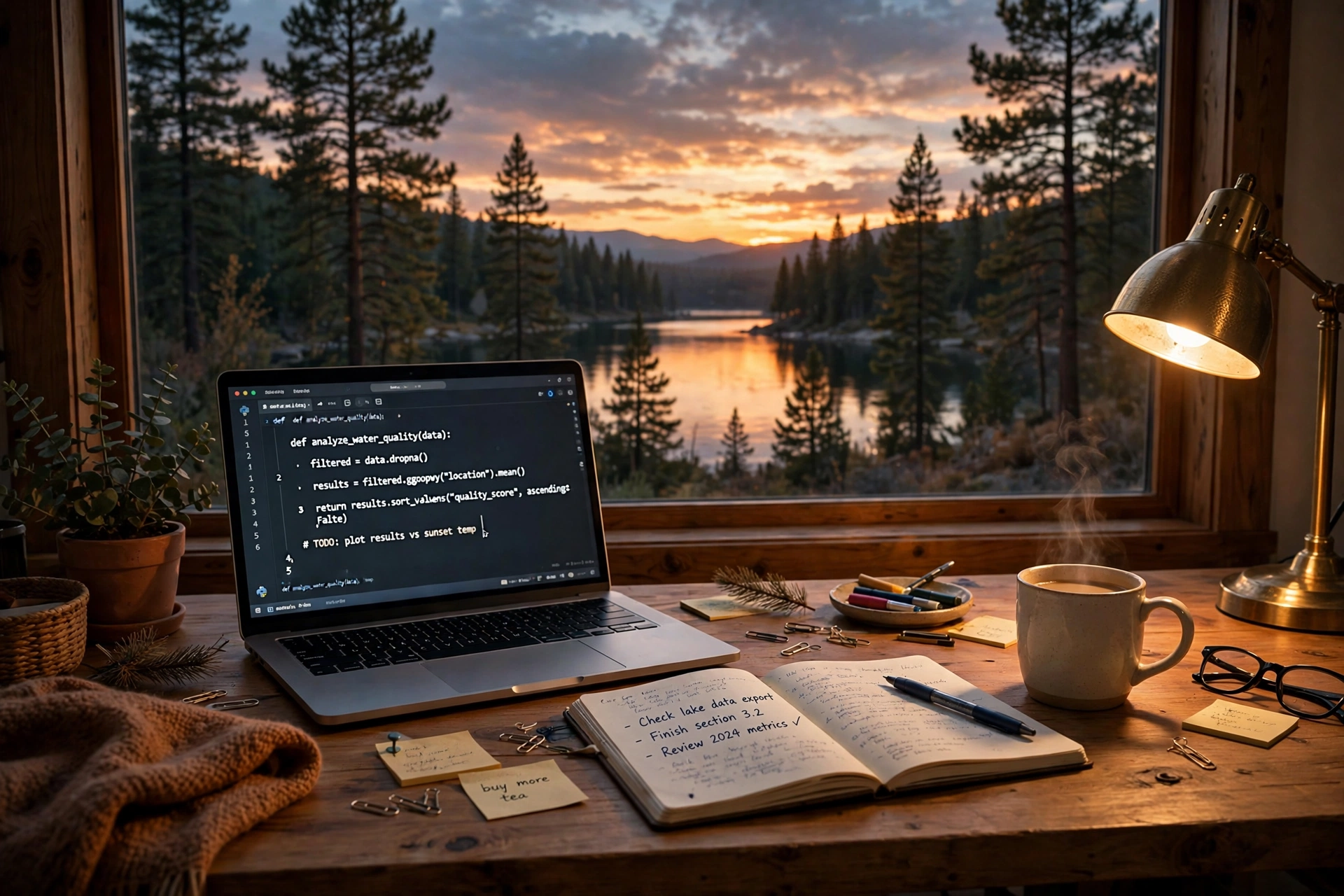 Tech and life — lakeside workspace